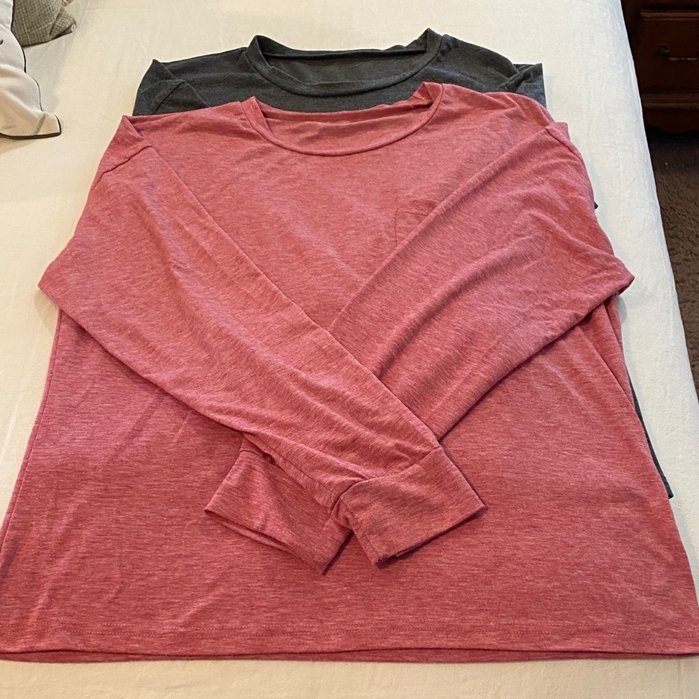Women's Long Sleeve Pink and Gray Top